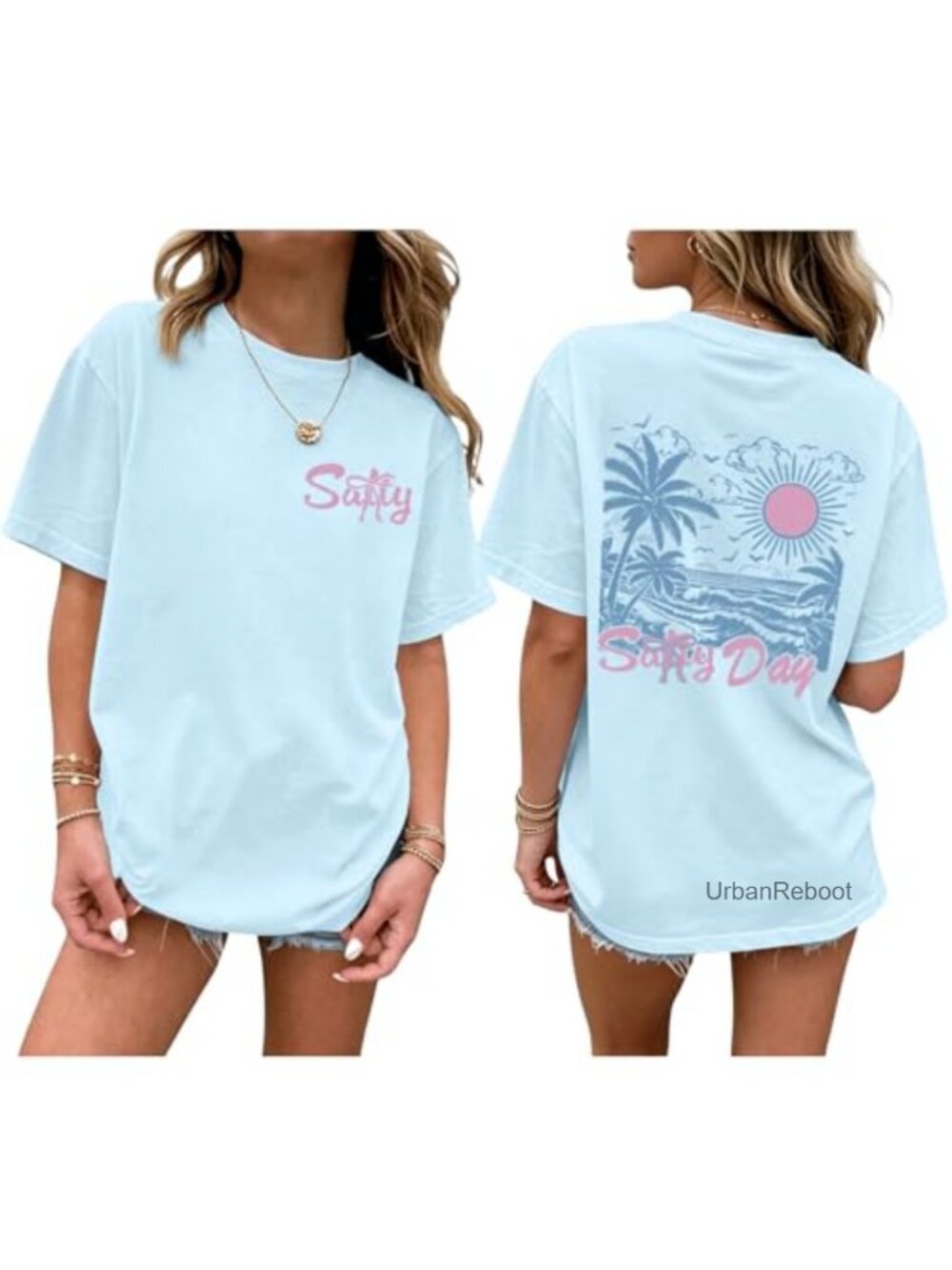 Girls Summer Beach Graphic Tee Short Sleeve Crew Neck Cotton Blend Cute Kids